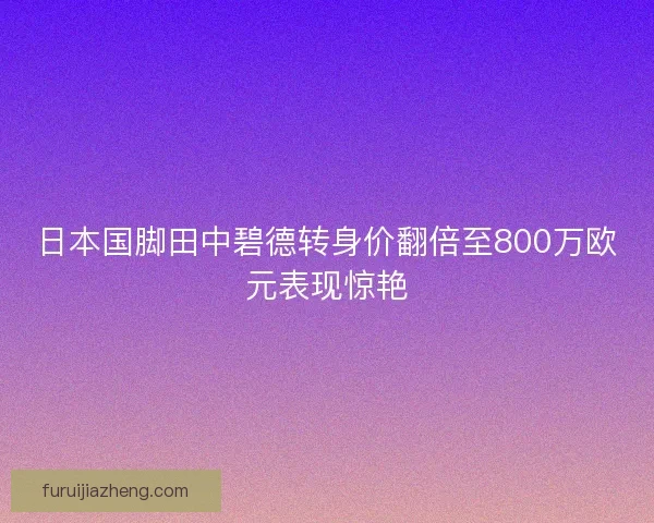日本国脚田中碧德转身价翻倍至800万欧元表现惊艳