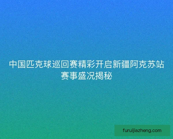 中国匹克球巡回赛精彩开启新疆阿克苏站赛事盛况揭秘