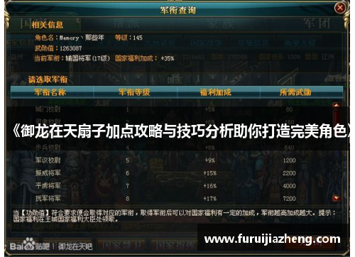 《御龙在天扇子加点攻略与技巧分析助你打造完美角色》